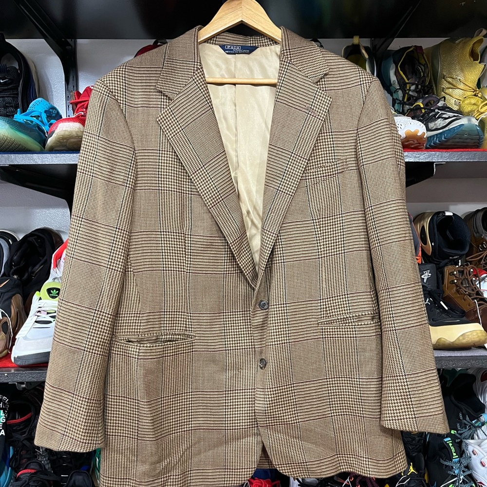 Vintage Polo Classic Brown Plaid Blazer made in USA